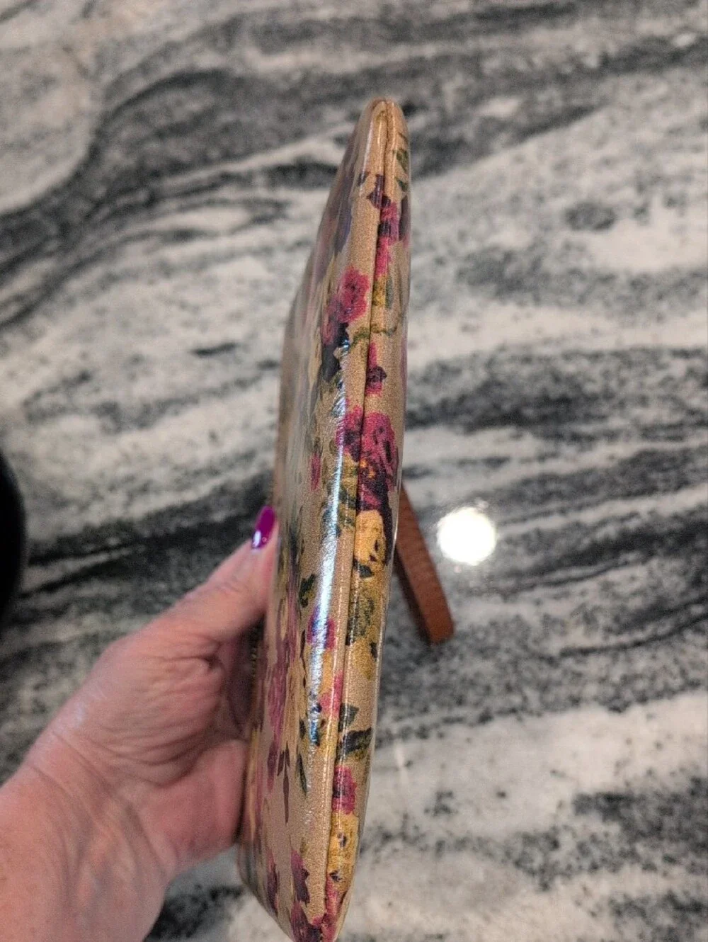 Patricia Nash Cassini Antique Rose Floral Italian Leather Wristlet